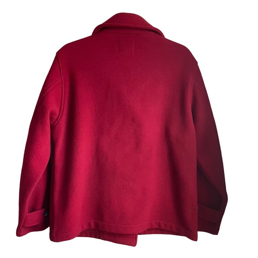 Woolrich Womens Sz Medium Pea coat Wool blend Ruby Red Double breasted - Picture 2 of 11